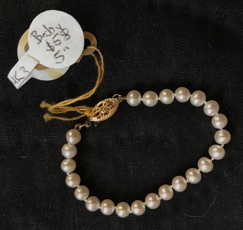 8mm Ridged Golden Ball Pearl Bracelet Clasp - Pearl & Clasp