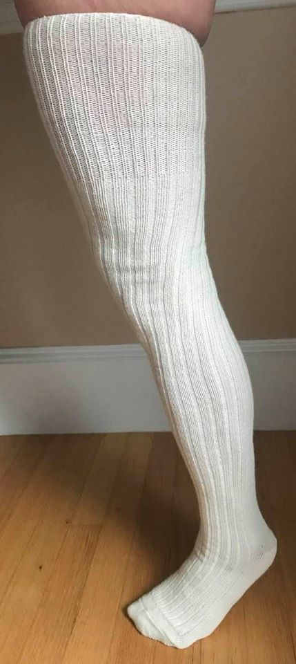 Natural White Ribbed Wool Stockings - Wm. Booth, Draper