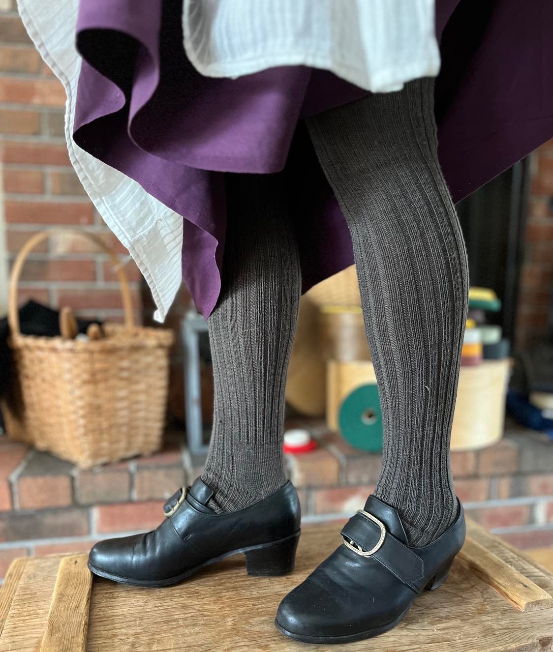 Dark Grey Ribbed Wool Stockings - Wm. Booth, Draper