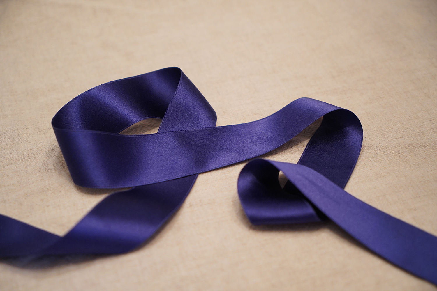 Navy Blue Flora-Satin Decorative Ribbon